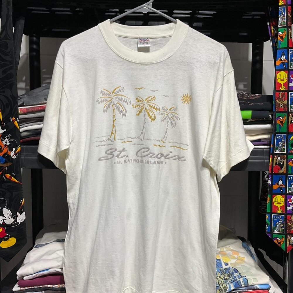 80s St Croix USVI white and yellow cotton t-shirt